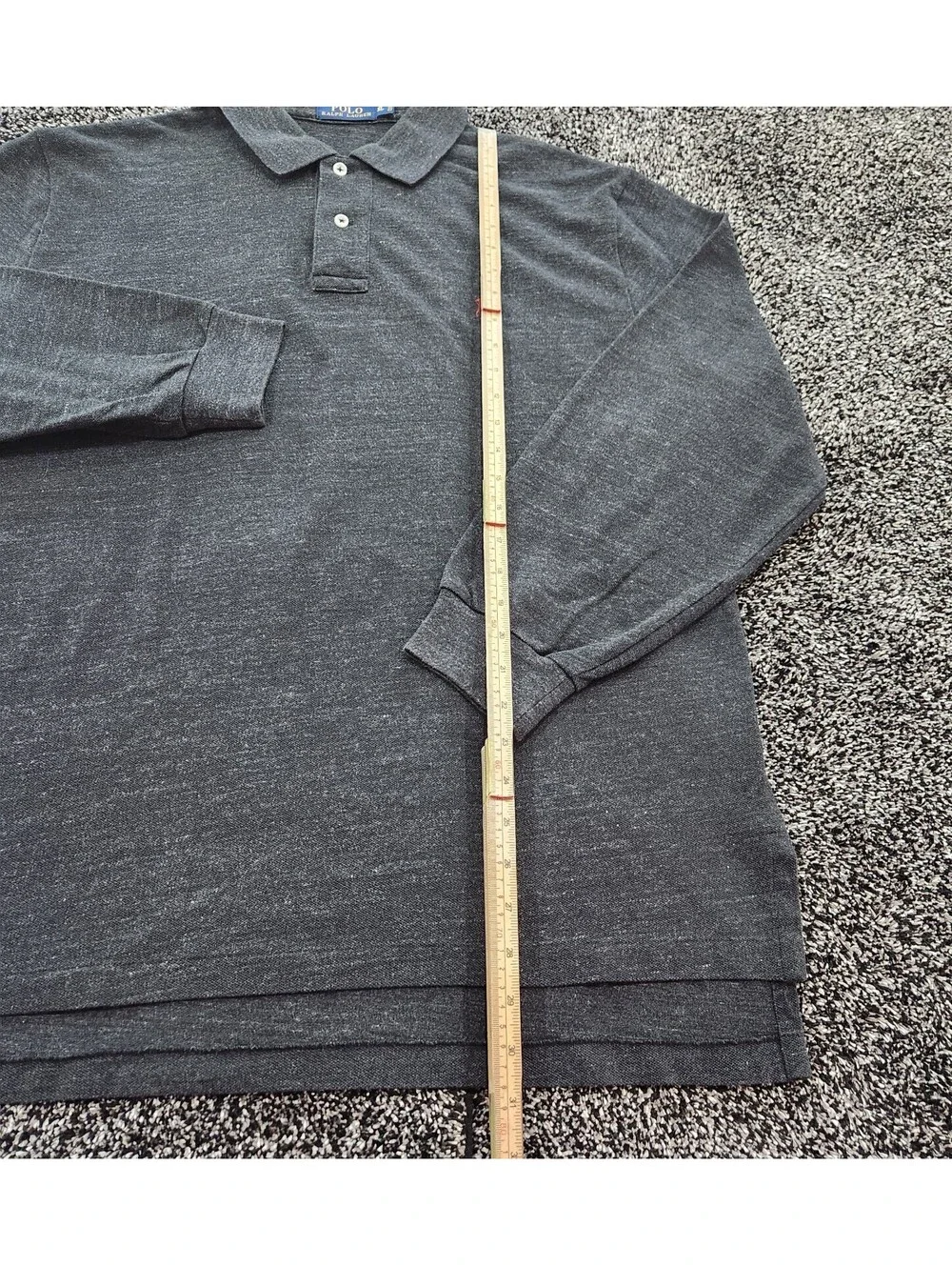 Ralph Lauren Polo Shirt Mens Sz XL Gray Rugby Pullover Casual Preppy Long Sleeve